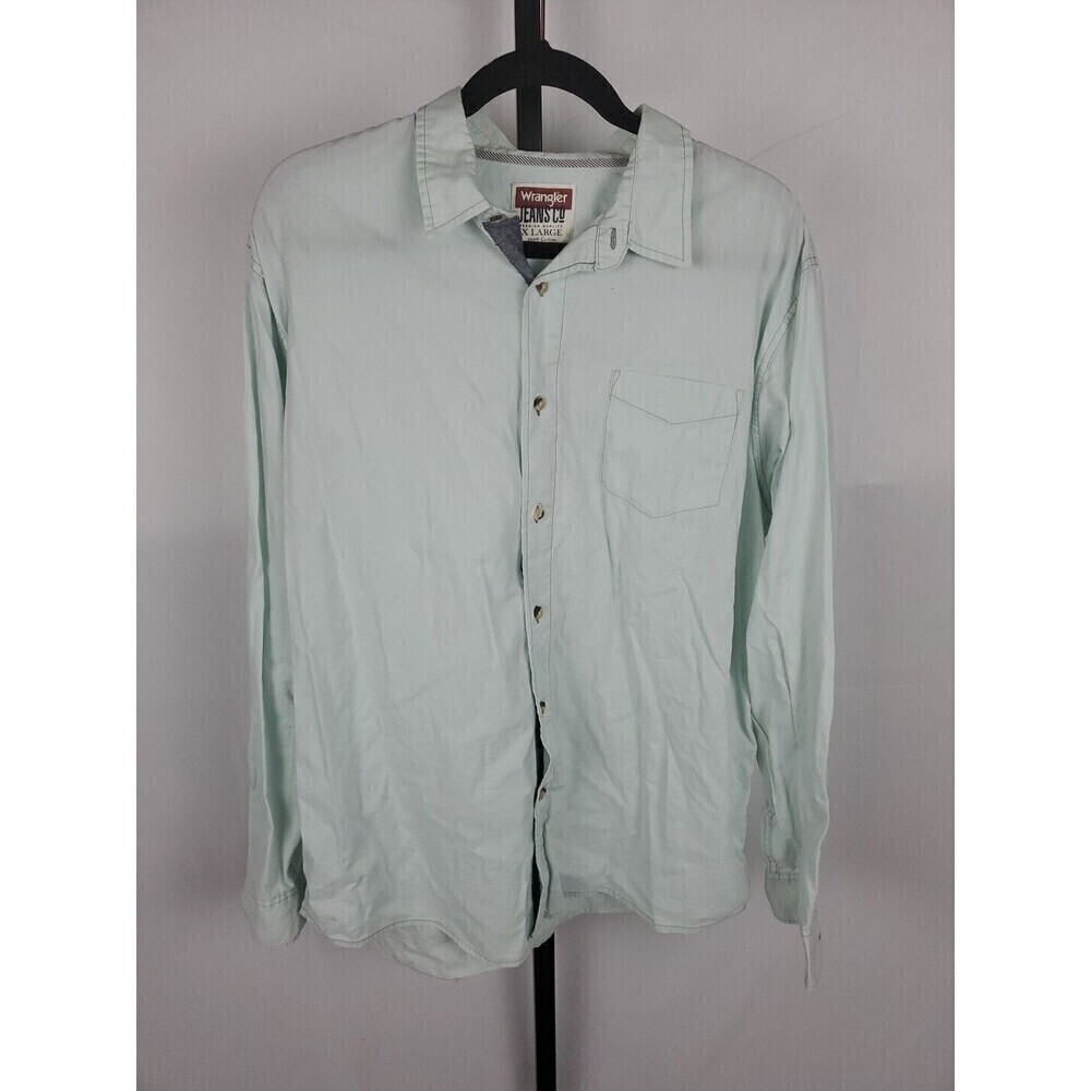 Wrangler Light Green Men's Long Sleeve Shirt Cotton Men XL Cotton